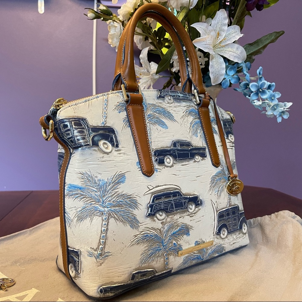 RARE FIND! NWT Brahmin Blue Copa Cabana Medium Duxbury Satchel Bag